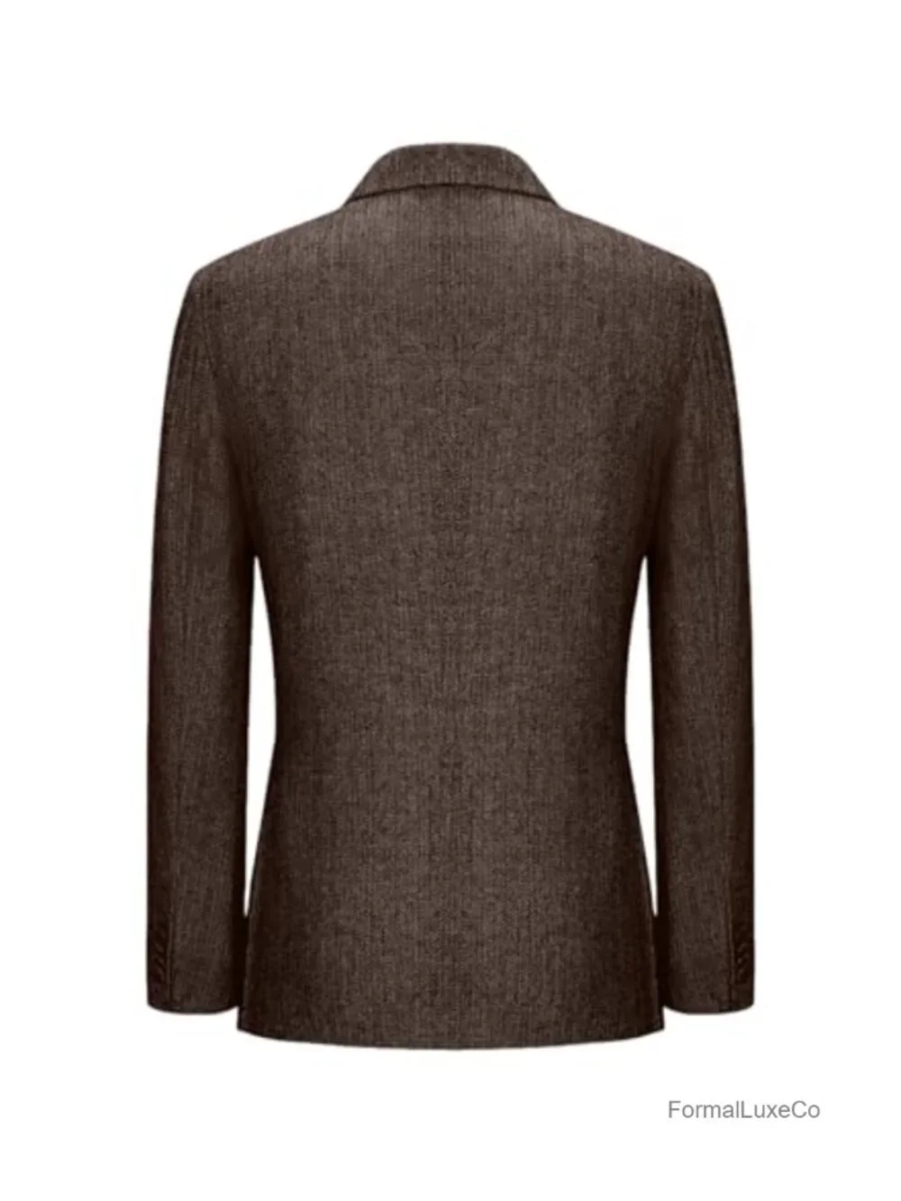 Men's Tweed Herringbone Double-Breasted Blazer Vintage Wool Blend Jacket